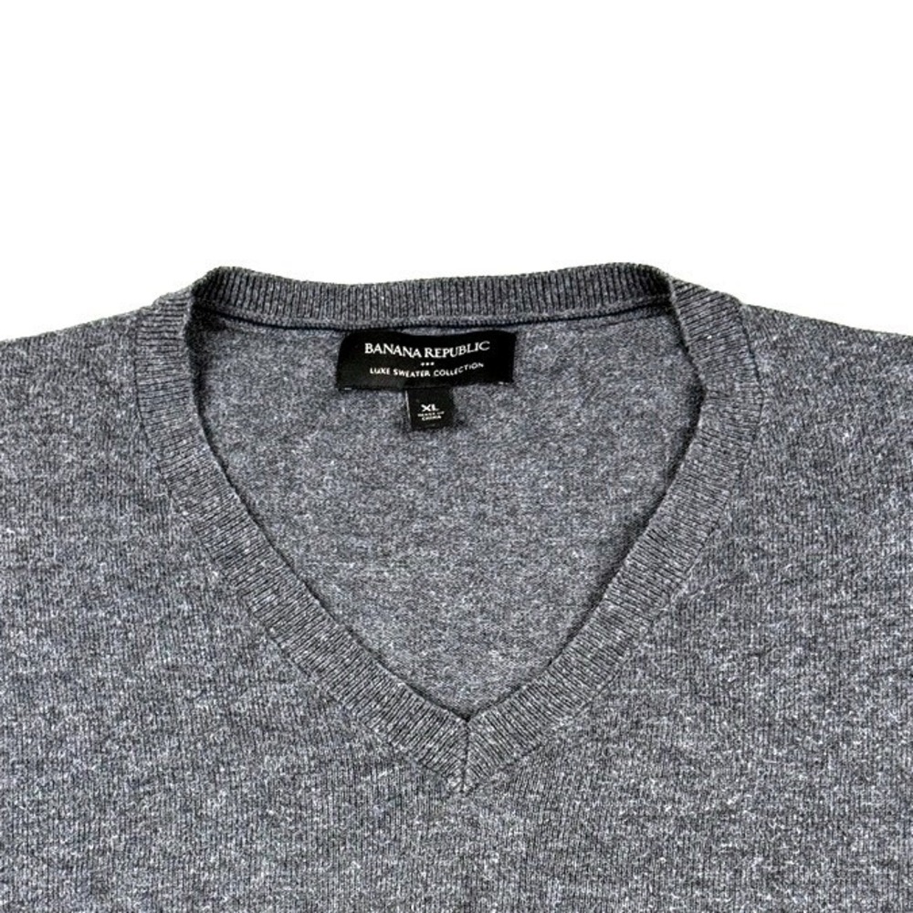 Banana Republic Mens Luxe‎ Sweater Collection V Neck Long Sleeve Gray XL